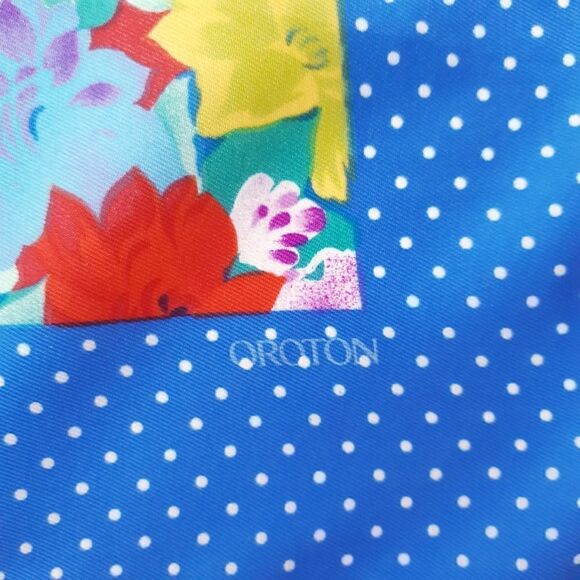 Oroton Italian Floral Scarf with Polka Dot Border - Picture 6 of 9